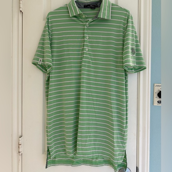 RLX Ralph Lauren Other - RLX Ralph Lauren Wicking Mens Golf Polo Sz Med Green/White Stripe